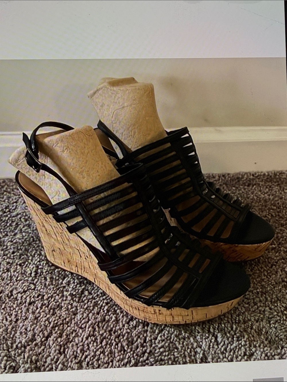 Franco Sarto Sombre Wedge Cage Sandals Size 9.5